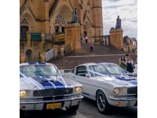 Enter the Wedding Venue in Specially Modified Mustang