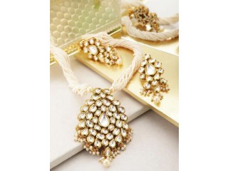 BOLLYWOOD ETHNIC TRADITIONAL PEARL RAANI HAAR NECKLACE W SEMI PRECIOUS STONE