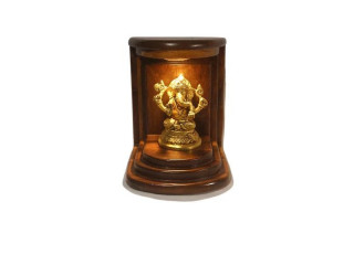 Buy Teakwood Temple and Brass Ganesh Statue Online in India