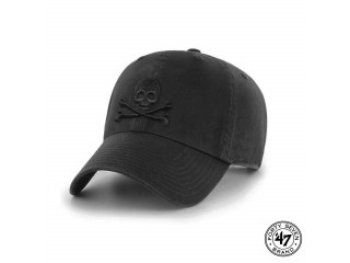 JOLLY ROGER 3D 47 BRAND CLEAN UP UNSTRUCTURED CAP IN BLACK