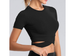 Womens Short Sleeved Cropped Gym Top